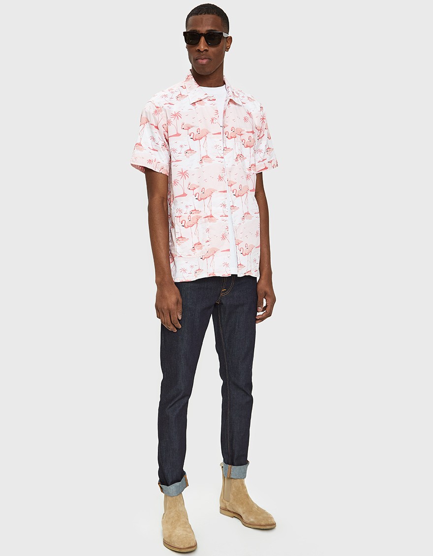 Camp Shirt in Pink Flamingo Print